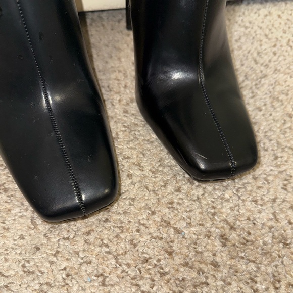Zara black square toe knee high boots Size 7 EU 37 - Picture 6 of 16